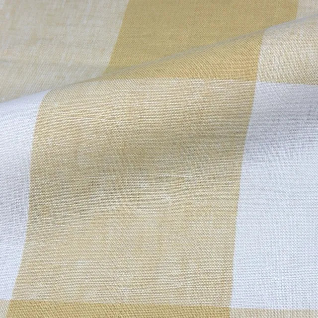 Checkered Square Multi Color 100% Linen Fabric by the Yard, 54"Width, CL1125