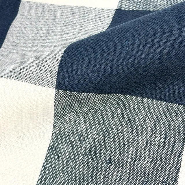 Checkered Square Multi Color 100% Linen Fabric by the Yard, 54"Width, CL1125