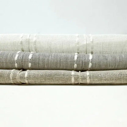Embroidered Dots Stripes Sheer Linen Fabric by the yard, 54"Width, CL1126