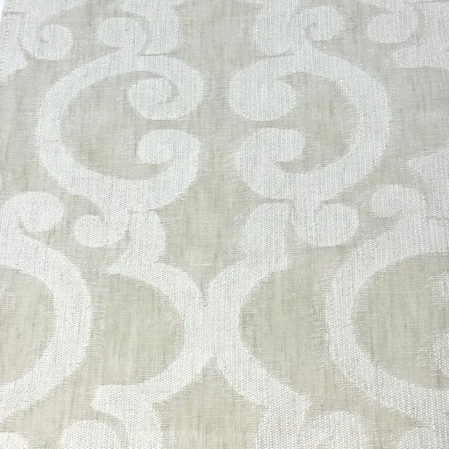 Classic Woven Scroll Linen-Blend Sheer Flat Roman Shade, CL1130