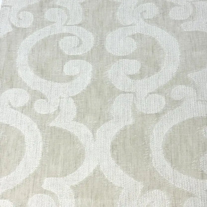 Classic Woven Scroll Linen-Blend Sheer Flat Roman Shade, CL1130