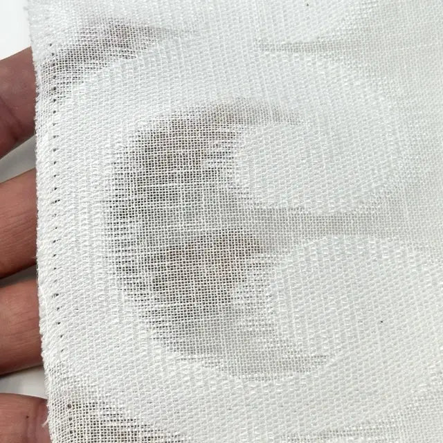 Classic Woven Scroll Linen-Blend Sheer Flat Roman Shade, CL1130