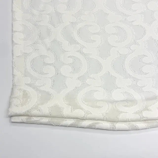 Classic Woven Scroll Linen-Blend Sheer Flat Roman Shade, CL1130