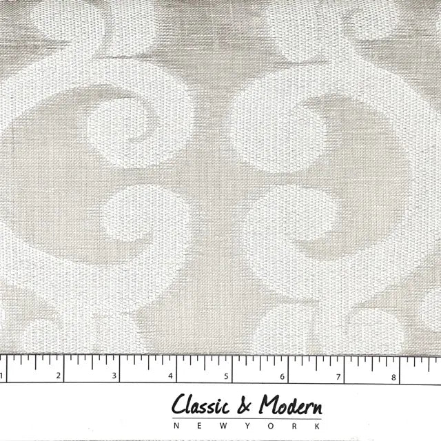 Classic Woven Scroll Linen-Blend Sheer Flat Roman Shade, CL1130