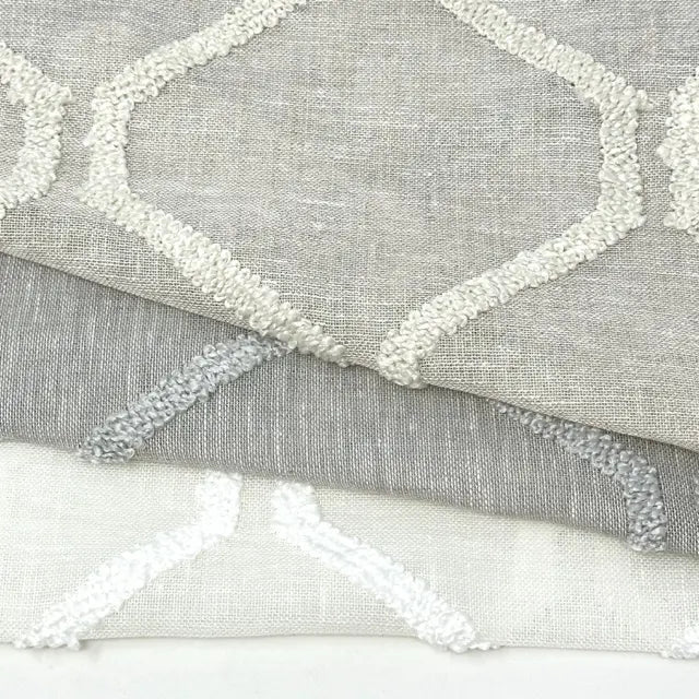Embroidery Modern Geometric Blend Sheer Linen Fabric By The Yard, 54"Width, CL1133