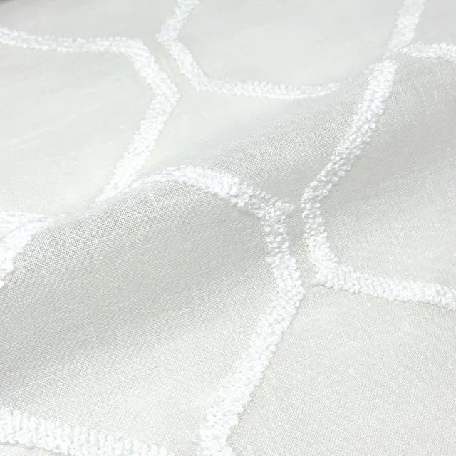 Embroidery Modern Geometric Blend Sheer Linen Fabric By The Yard, 54"Width, CL1133