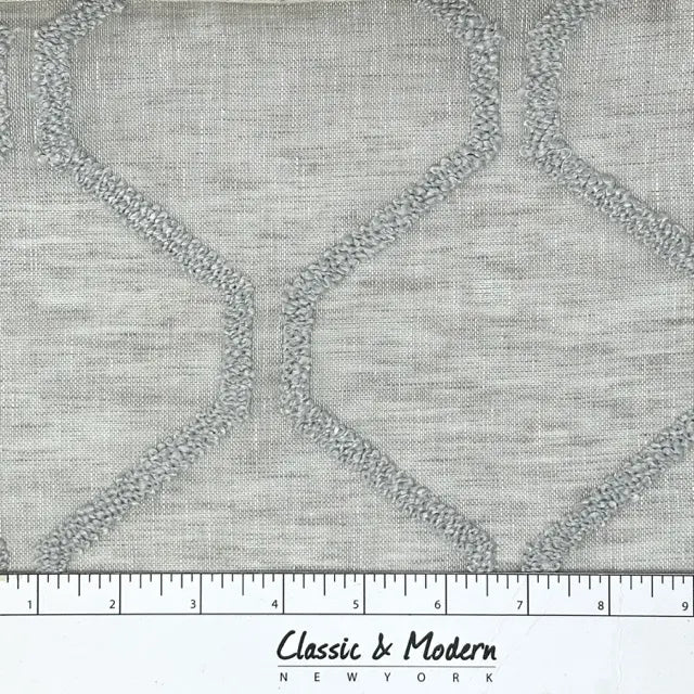 Embroidery Modern Geometric Blend Sheer Linen Fabric By The Yard, 54"Width, CL1133