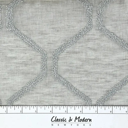Embroidery Modern Geometric Blend Sheer Linen Fabric By The Yard, 54"Width, CL1133