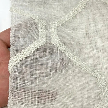 Embroidery Modern Geometric Blend Sheer Linen Fabric By The Yard, 54"Width, CL1133