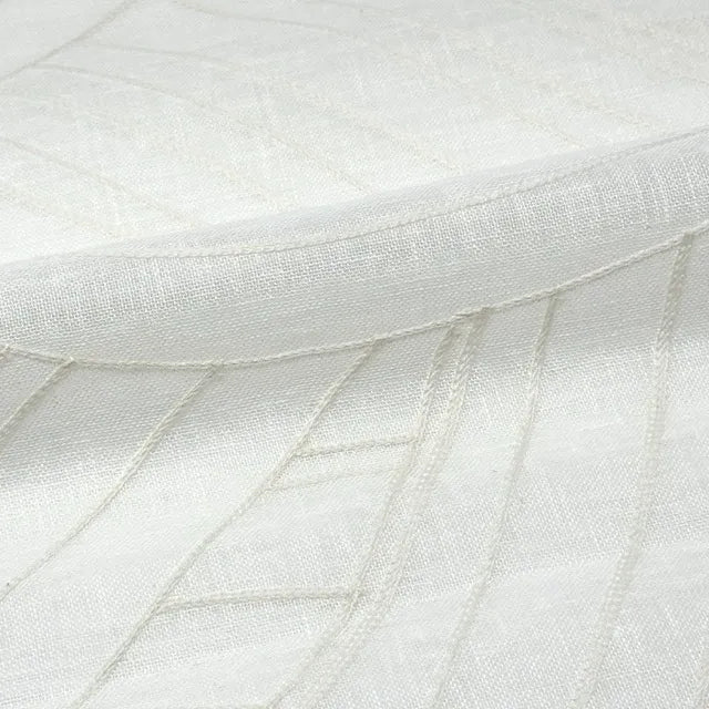 Embroidered Geometric Arc Linen Blend Sheer Linen Fabric by the Yard, 54"Width, CL1136