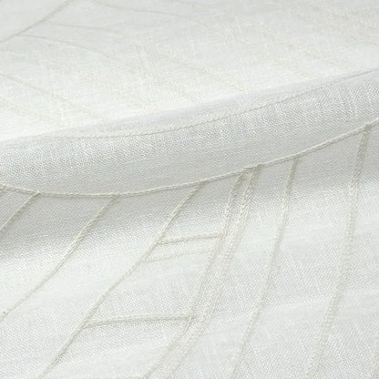 Embroidered Geometric Arc Linen Blend Sheer Linen Fabric by the Yard, 54"Width, CL1136