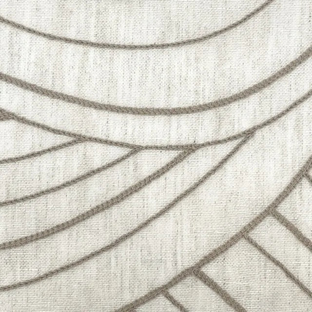 Embroidered Geometric Arc Linen Blend Sheer Linen Fabric by the Yard, 54"Width, CL1136
