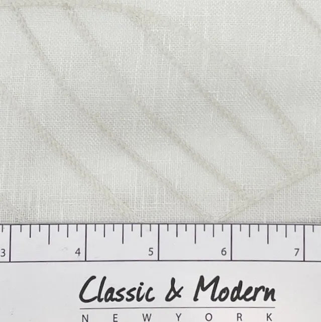 Embroidered Geometric Arc Linen Blend Sheer Linen Fabric by the Yard, 54"Width, CL1136
