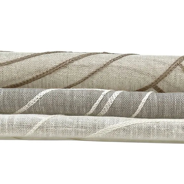 Embroidered Geometric Arc Linen Blend Sheer Linen Fabric by the Yard, 54"Width, CL1136
