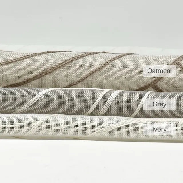 Embroidered Geometric Arc Linen Blend Sheer Linen Fabric by the Yard, 54"Width, CL1136