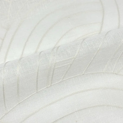 Embroidered Geometric Arc Linen Blend Sheer Linen Fabric by the Yard, 54"Width, CL1136