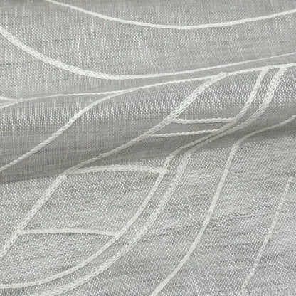 Embroidered Geometric Arc Linen Blend Sheer Linen Fabric by the Yard, 54"Width, CL1136