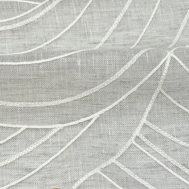 Embroidered Geometric Arc Linen Blend Sheer Linen Fabric by the Yard, 54"Width, CL1136