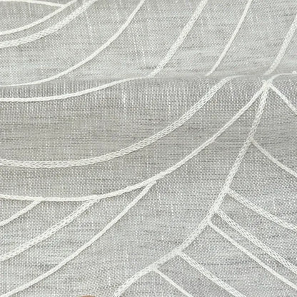 Embroidered Geometric Arc Linen Blend Sheer Linen Fabric by the Yard, 54"Width, CL1136