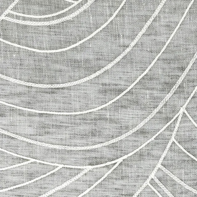 Embroidered Geometric Arc Linen Blend Sheer Linen Fabric by the Yard, 54"Width, CL1136