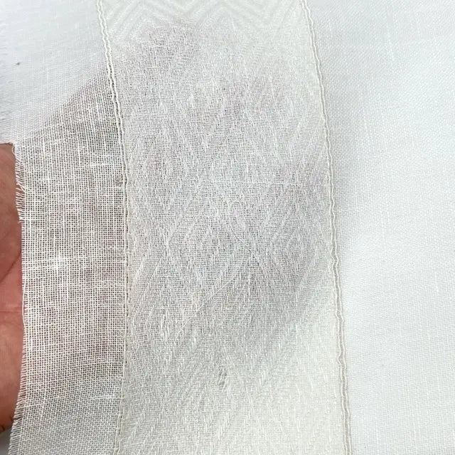 Wide Textured Striped Beach Sheer Linen Blend Flat Roman Shade, CL1138