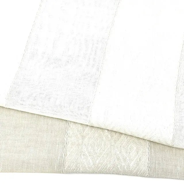 Wide Textured Striped Beach Sheer Linen Blend Flat Roman Shade, CL1138
