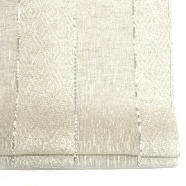 Wide Textured Striped Beach Sheer Linen Blend Flat Roman Shade, CL1138