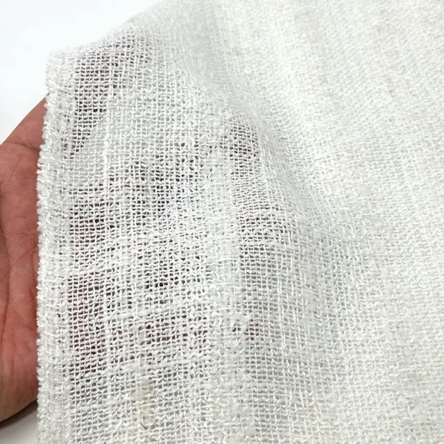 Striped Textured Embroidery Blend Linen Fabric by the Yard, 118"Width, CL1143