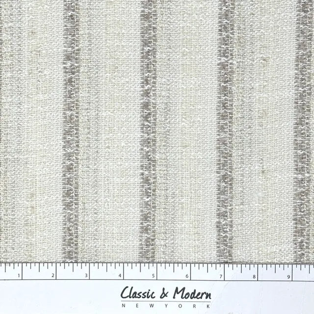 Striped Textured Embroidery Blend Linen Fabric by the Yard, 118"Width, CL1143