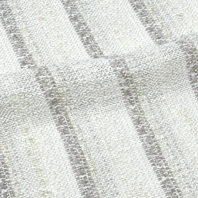 Striped Textured Embroidery Blend Linen Fabric by the Yard, 118"Width, CL1143