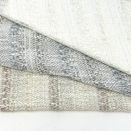 Striped Textured Embroidery Blend Linen Fabric By The Yard | 118"Width | CL1143