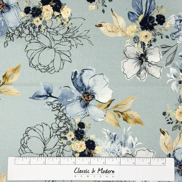 English Garden Floral Printed Blend Fabric by the Yard, 54"Width, CL1145