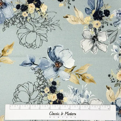 English Garden Floral Printed Blend Fabric by the Yard, 54"Width, CL1145