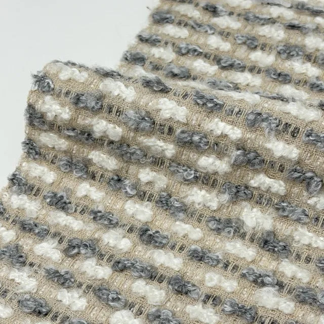 Textured Bouclé Horizontal Stripe Upholstery Fabric By The Yard, 54"Width, CL1151