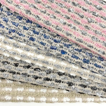 Textured Bouclé Horizontal Stripe Upholstery Fabric By The Yard, 54"Width, CL1151
