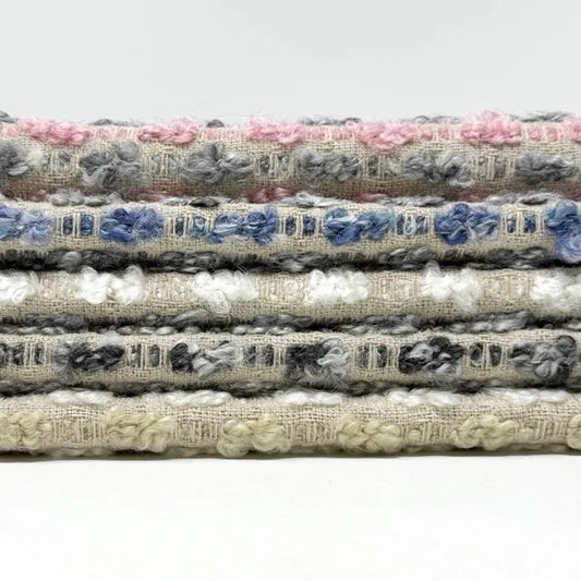 Textured Bouclé Horizontal Stripe Upholstery Fabric By The Yard | 54"Width | CL1151