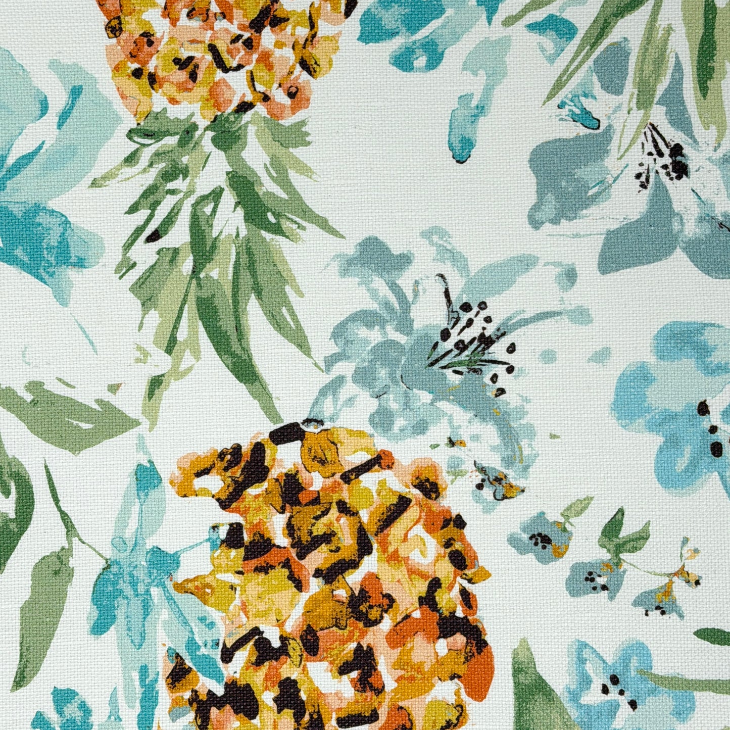 Tropical Pineapple Linen Flat Roman Shade, CL1158