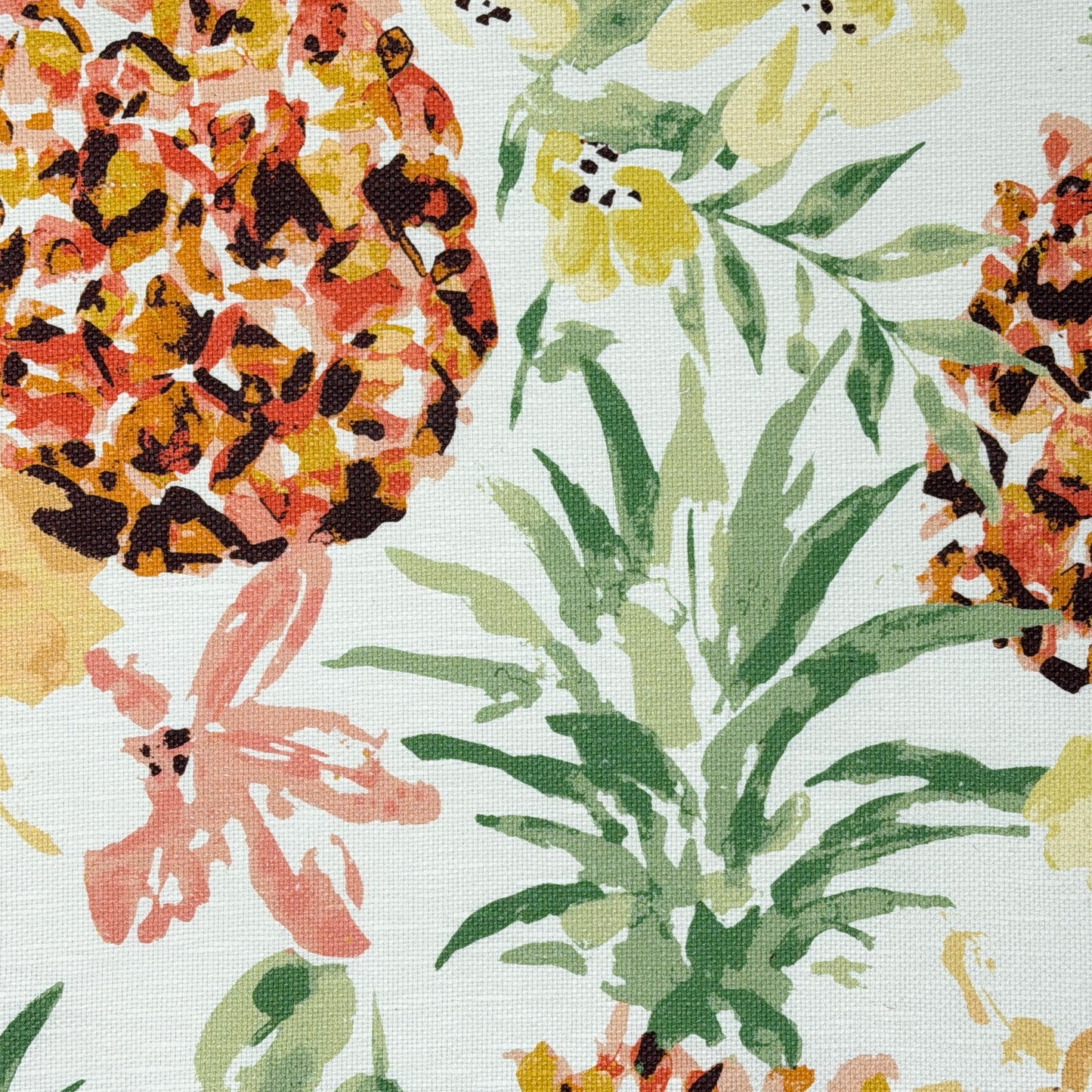 Tropical Pineapple Linen Flat Roman Shade, CL1158