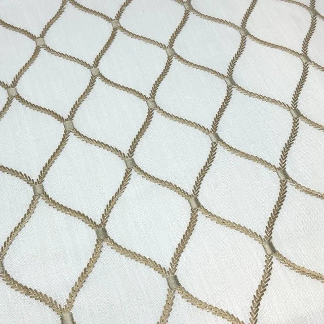 Modern Embroidered Geometric Trellis Fabric By The Yard | 54" Width | CL1160