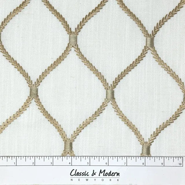 Modern Embroidered Geometric Trellis Fabric By The Yard | 54" Width | CL1160