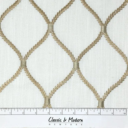 Modern Embroidered Geometric Trellis Fabric By The Yard | 54" Width | CL1160