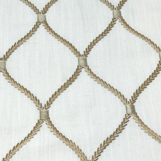 Modern Embroidered Geometric Trellis Fabric By The Yard | 54" Width | CL1160