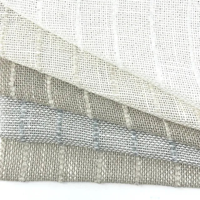Textured Pinstripe Woven Decorator Blend Linen Fabric, 118"Width, CL1164