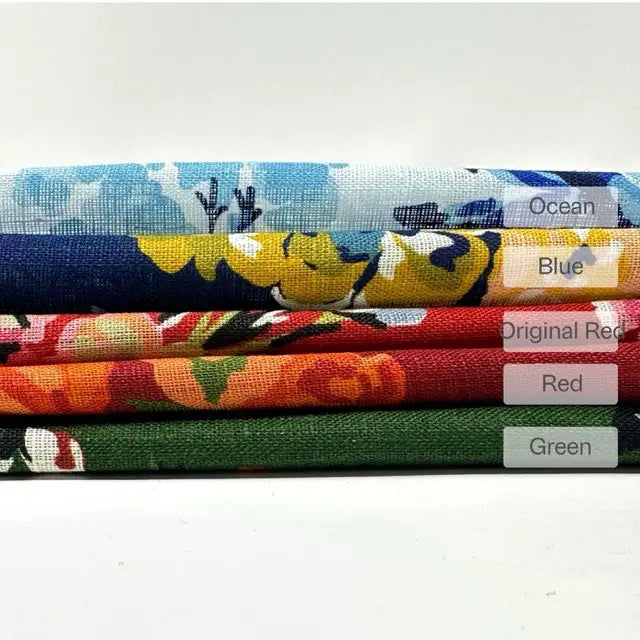 Vibrant Painterly Floral Print Linen Fabric By The Yard, 58"Width, CL1167
