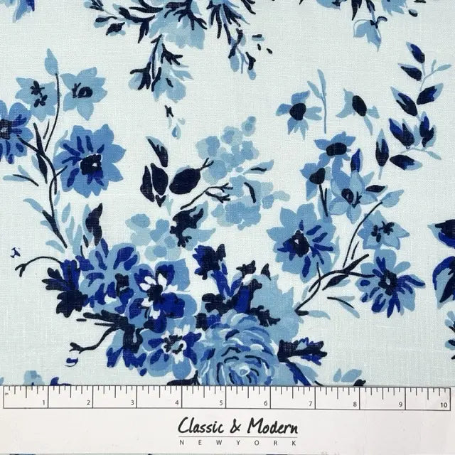Vibrant Painterly Floral Print Linen Fabric By The Yard, 58"Width, CL1167