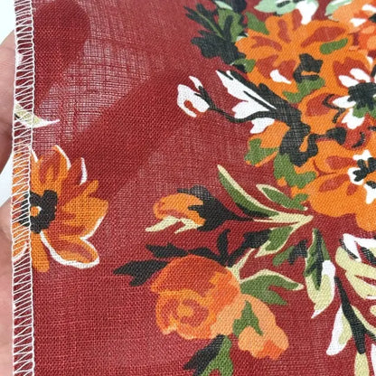 Vibrant Painterly Floral Print Linen Fabric By The Yard, 58"Width, CL1167