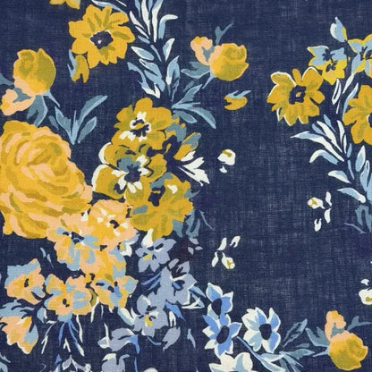 Vibrant Painterly Floral Print Linen Fabric By The Yard, 58"Width, CL1167