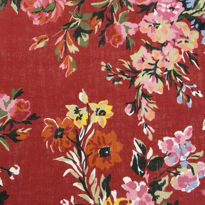 Vibrant Painterly Floral Print Linen Fabric By The Yard, 58"Width, CL1167