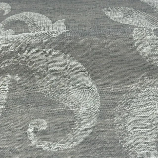 Elegant Botanical Scroll Sheer Blend Linen Fabric By The Yard, 60"Width, CL1168