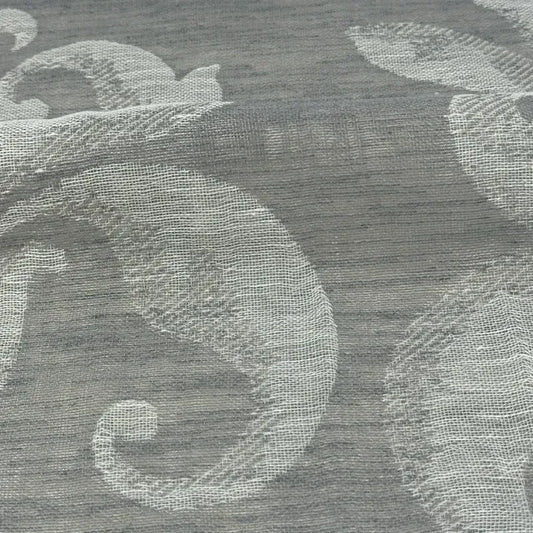 Elegant Botanical Scroll Sheer Blend Linen Fabric By The Yard, 60"Width, CL1168